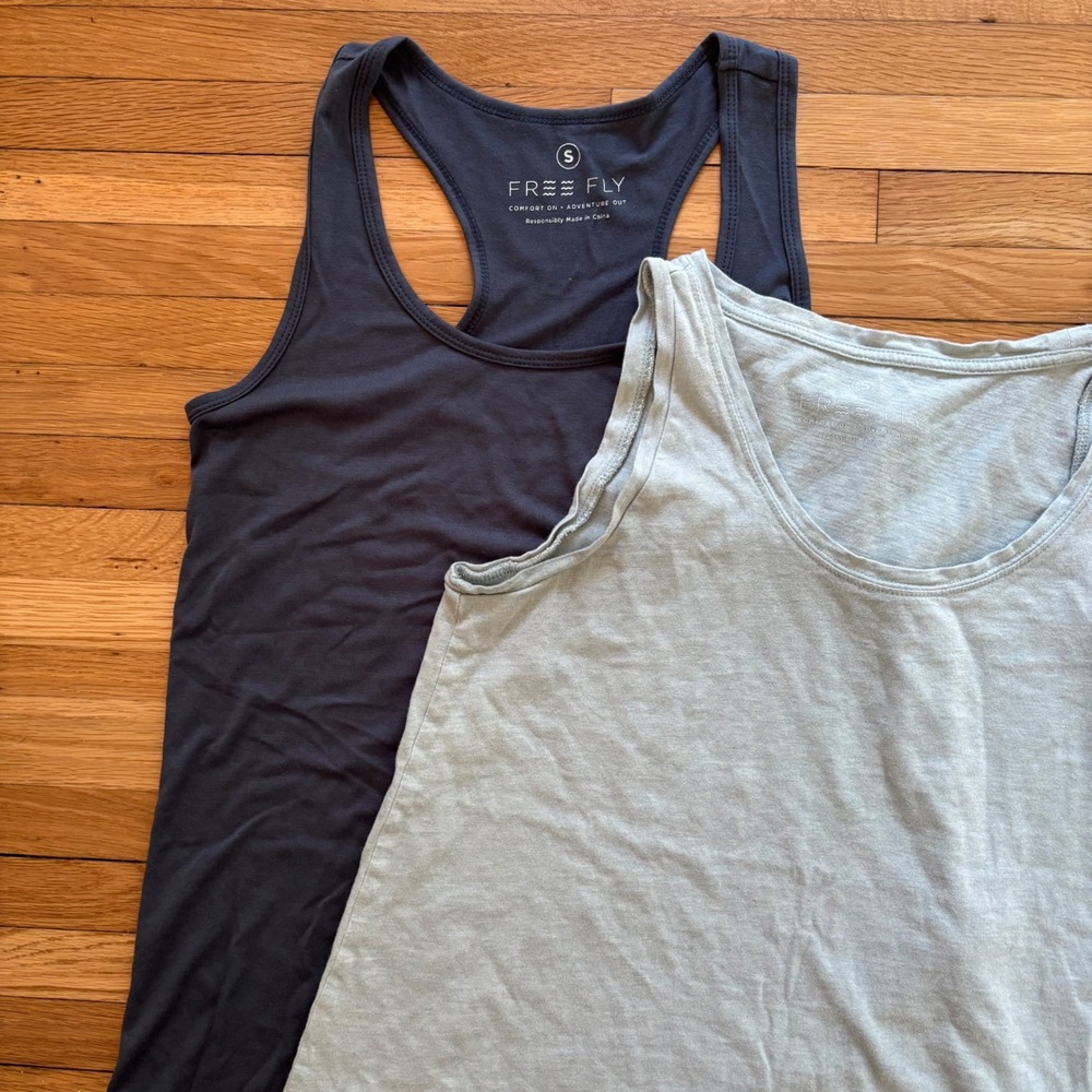 2x Free Fly Tank Top Women's Small Blue Casual Basic Travel Comfort Capsule